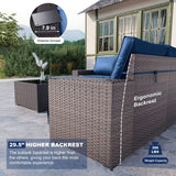 Outdoor Patio Furniture Set 6 Pieces Sectional Rattan Sofa Set Brown PE Rattan Wicker