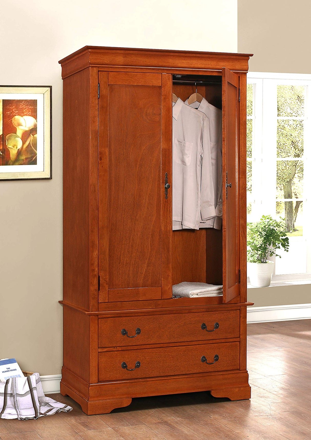 Louis Phillipe 2 Drawer Armoire in Oak