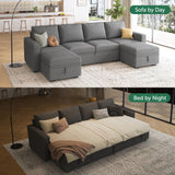 Modular Sectional Sleeper Sofa Bed, Sectional Couch with Pullout Bed U Shaped Modular