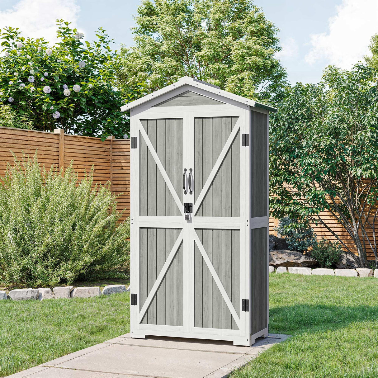 Outdoor Storage Shed with 4 Removeable Shelves