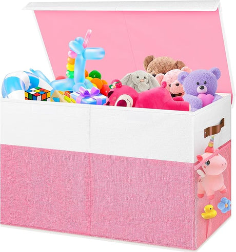 Toy Box, Collapsible Sturdy Storage Chest With Lids, Kids Toy Chest Storage Organizer