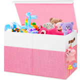 Collapsible Sturdy Storage Organize Chest Boxes With Lids, 25"x13"x16" Kids Toy Chest