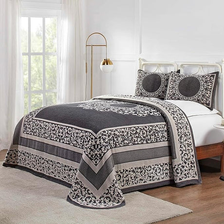 Cotton Blend Bedspread Set, Includes Oversized Bedspread and 2 Matching Pillow