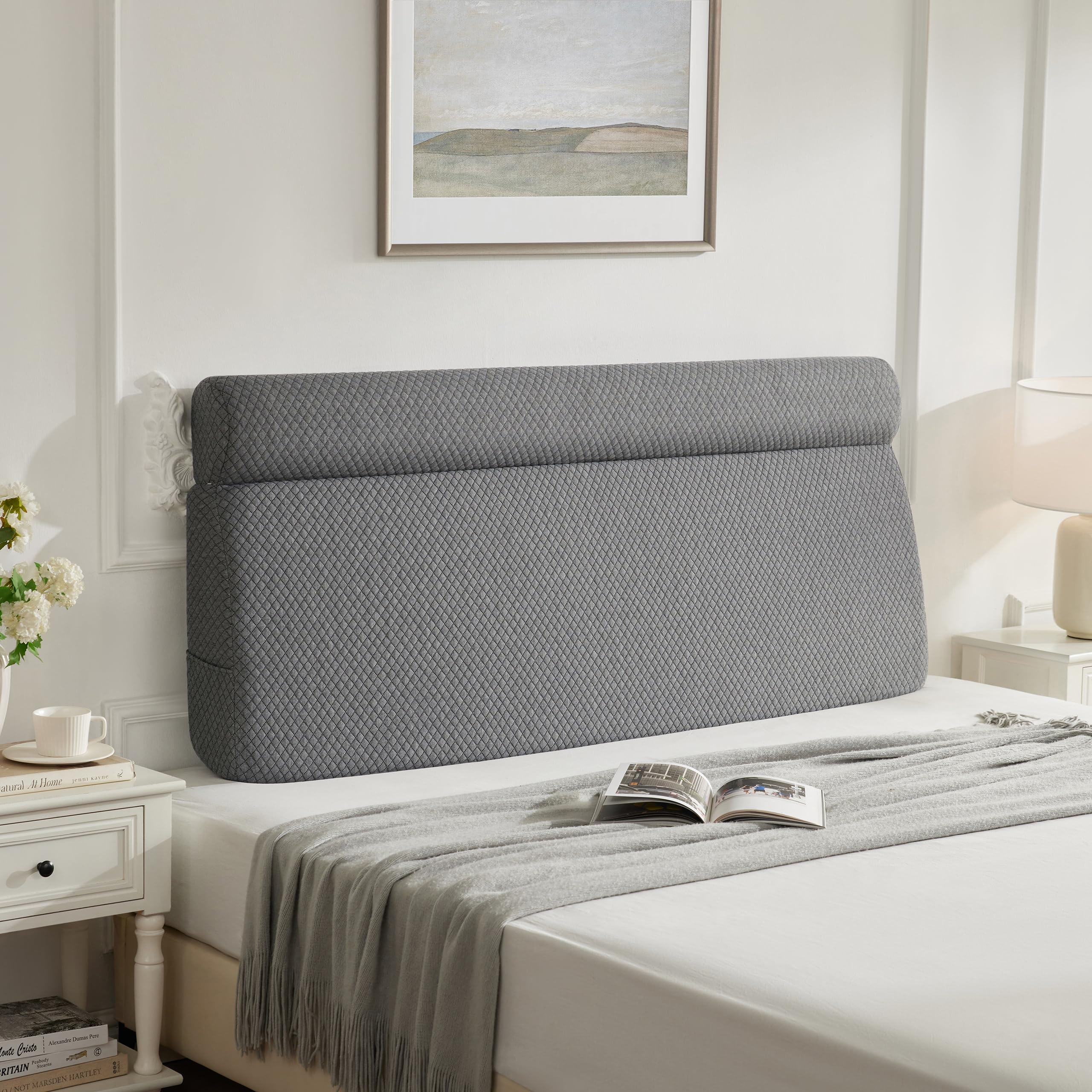 Pillow Headboard, Queen Triangle Headboard Pillow, Bed Wedge Pillow for Headboard,