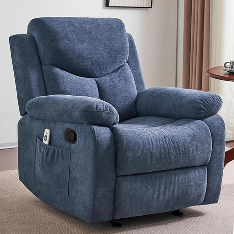 Manual Rocker Recliner Massage Chair for Adults,Overstuffed Glider Rocking Recliner Fabric