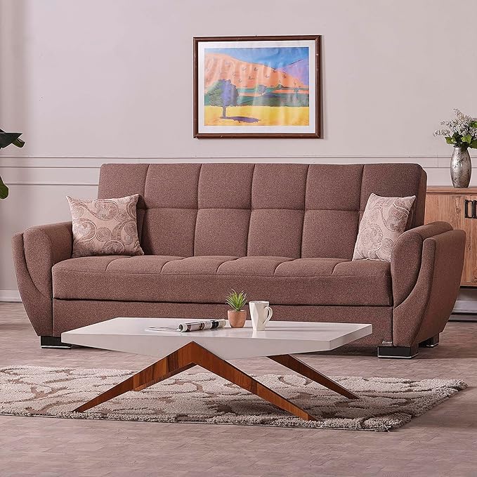 95" Convertible Sofa Bed with Storage, Firm, Fabric, 3 Seater