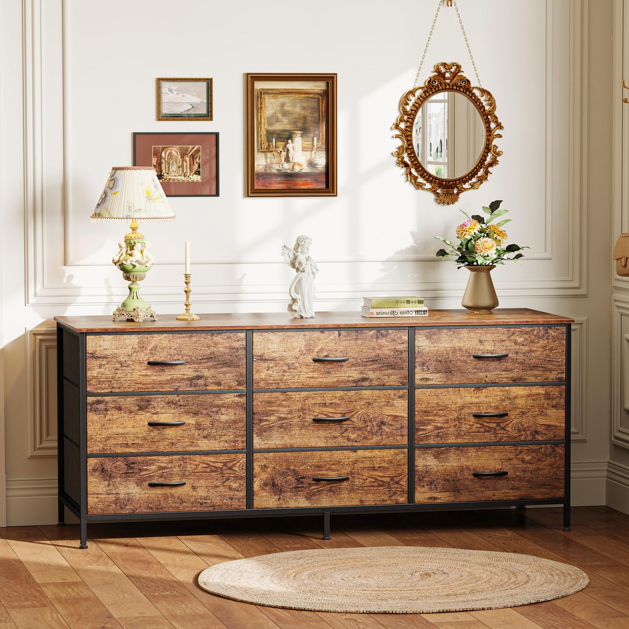 9 Drawer Dresser, 55 Inch Dresser