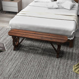 Person Wooden Outdoor Bench with Wagon Wheel Legs, Slatted Seat