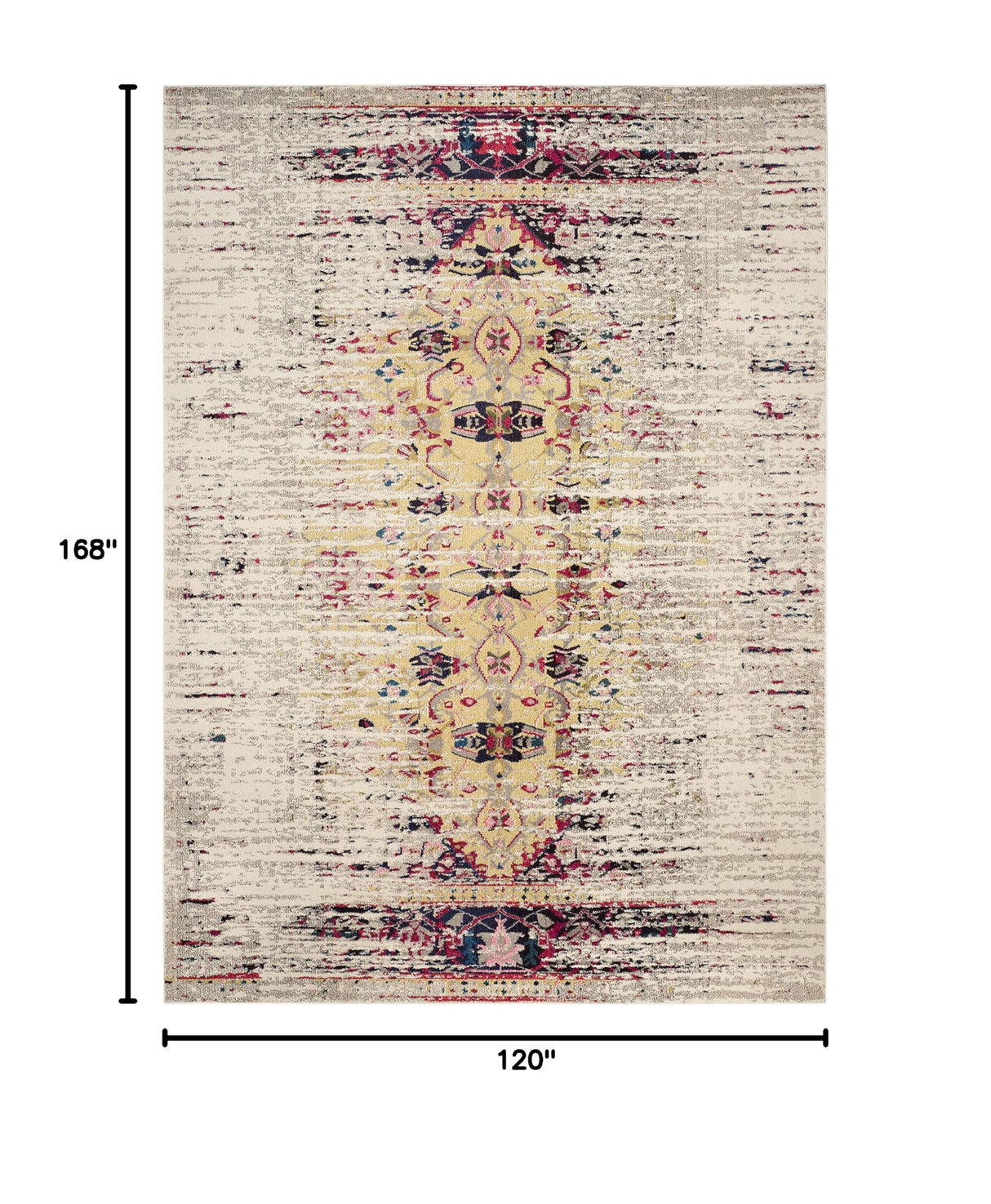Monaco Ivory & Pink Area Rug 10' x 14' - Modern Boho Abstract Distressed Design