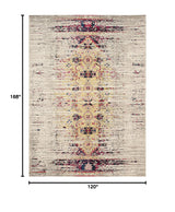 Monaco Ivory & Pink Area Rug 10' x 14' - Modern Boho Abstract Distressed Design