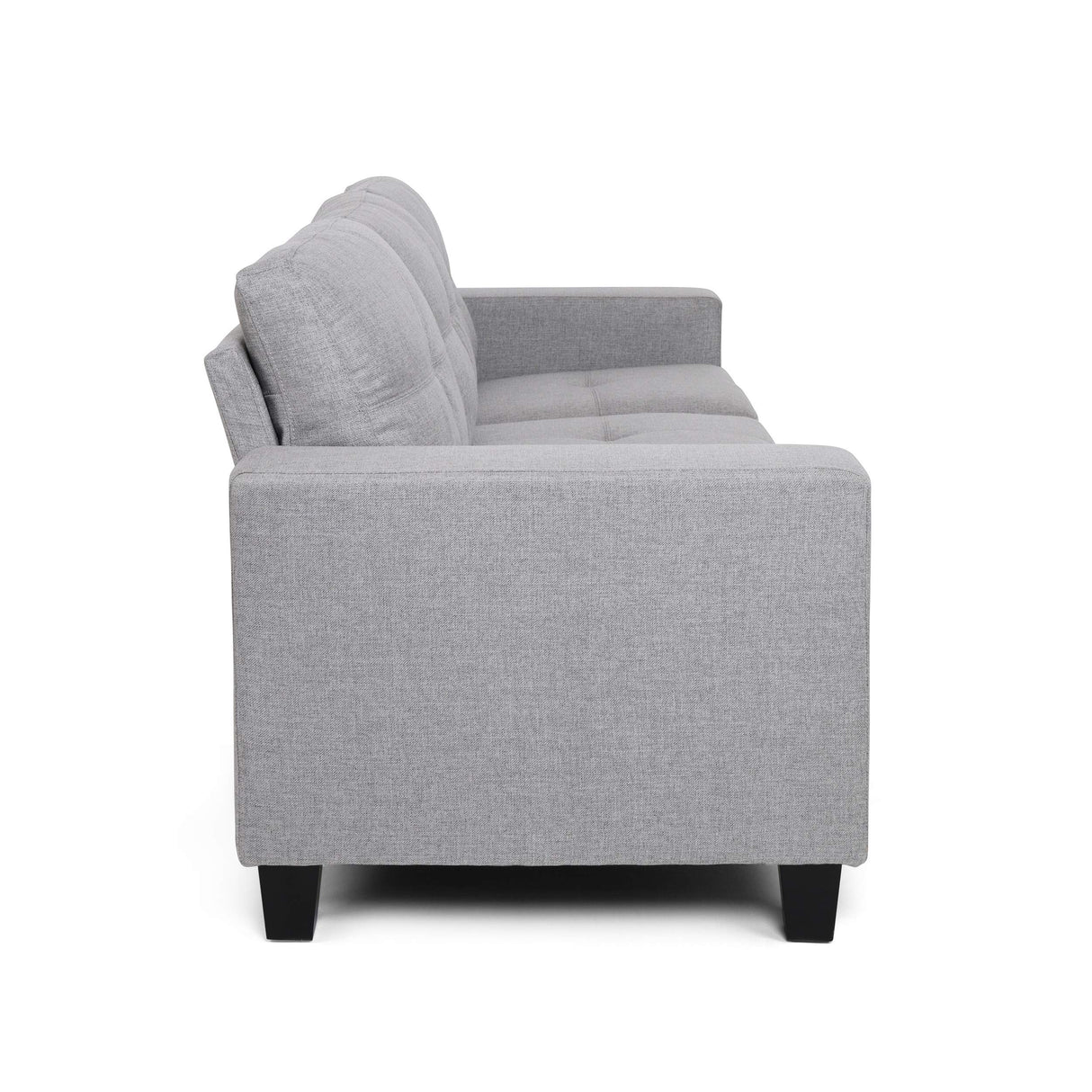 Viviana Three Seater Sofa with Wood Legs, Gray and Natural Finish