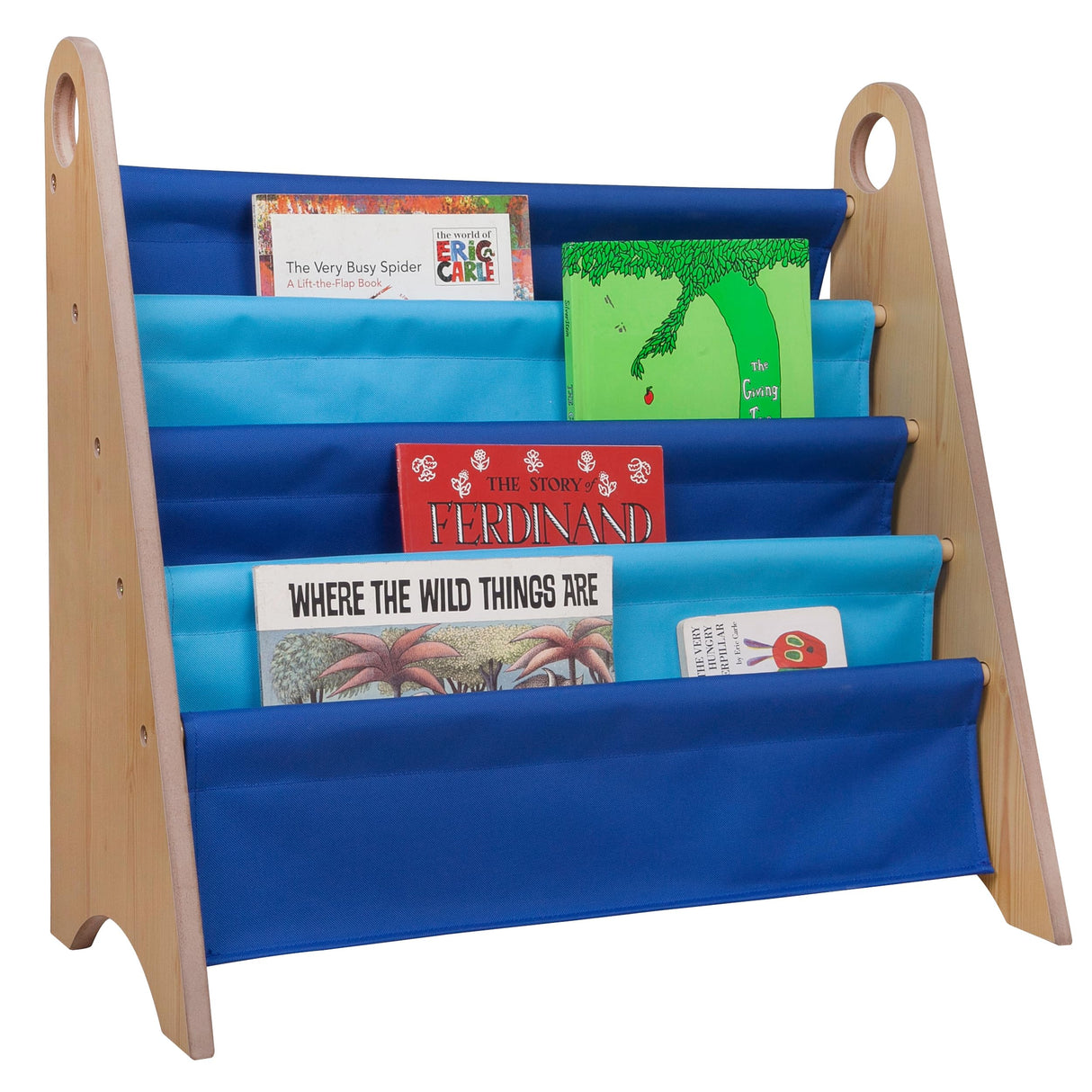 Kids Modern Sling Bookshelf for Boys and Girls, Wooden Design Features Two Top