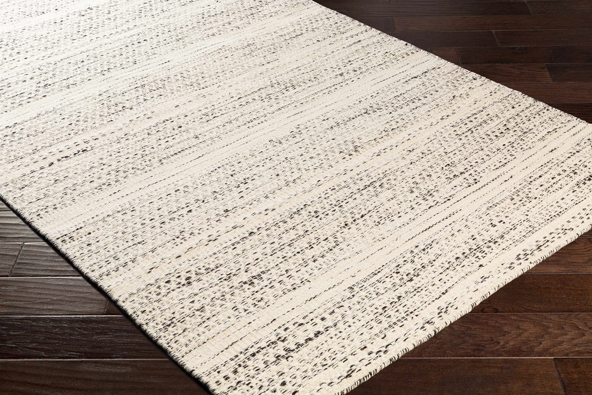 Hauteloom Williford Boho Hand Woven Wool Natural Fiber Soft Area Rug for Living Room, Bedroom, Dining Room- Traditional Farmhouse High Pile Braided Carpet - Black, Cream, Beige - 5' x 7'6" (5x7)