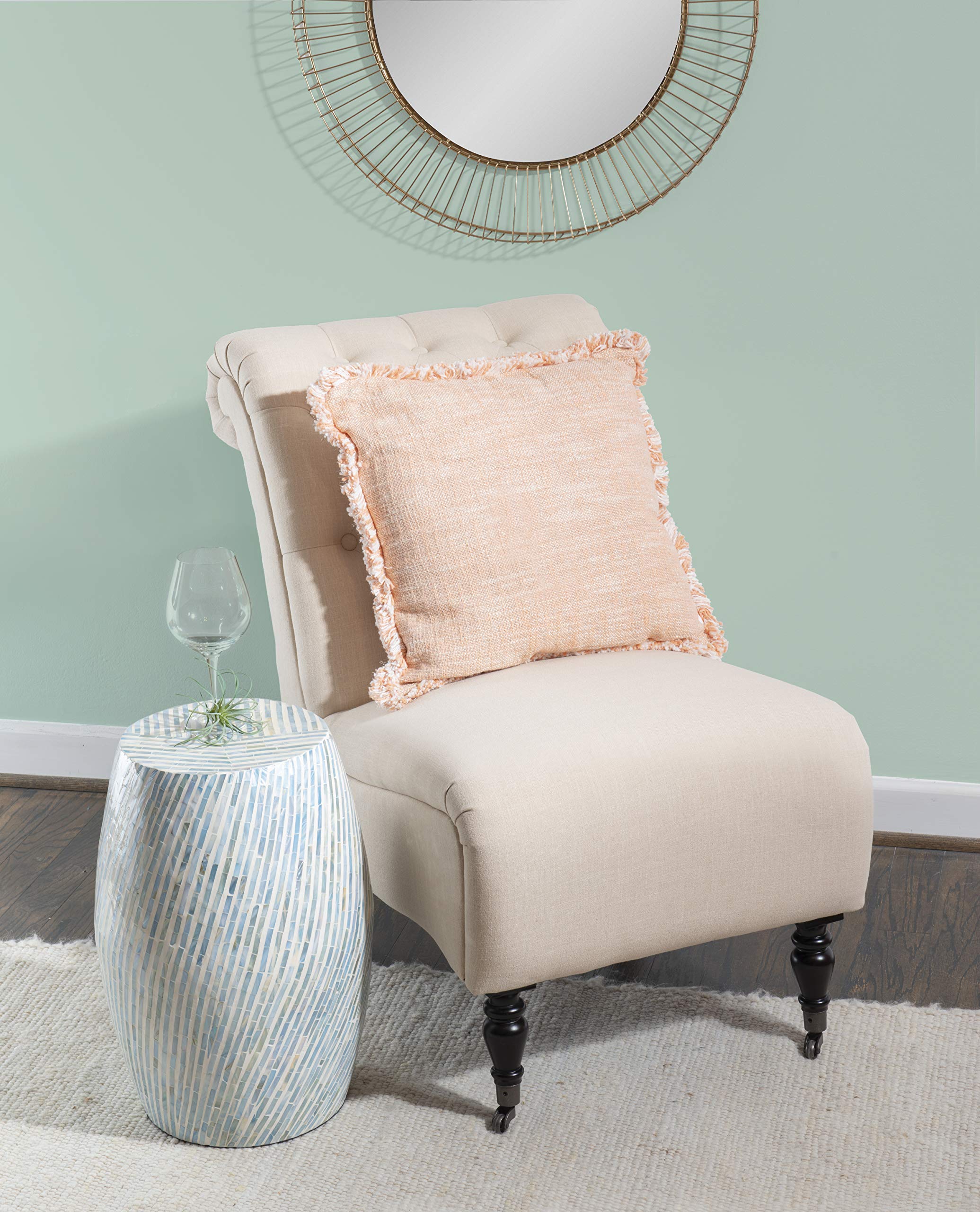 Ivory and Blue Capiz Drum Tylin Accent Table