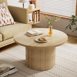 35.4”Round Coffee Table, Modern Coffee Table, Wood Table & Center Table for Living