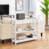 Console Table with Drawer, 3-Tier Entryway Table with Storage Shelves,