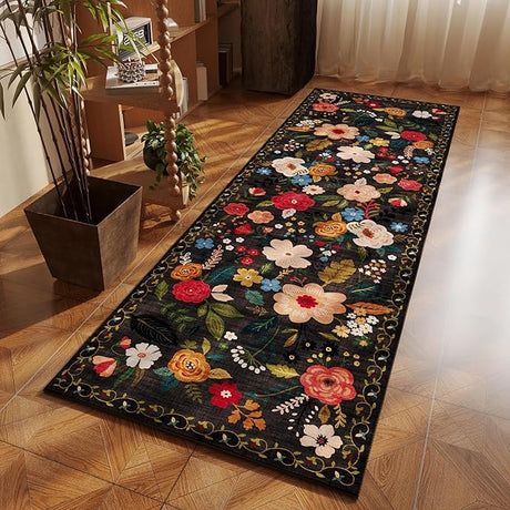 Living Room Rug 6x9 Rug Machine Washable Boho Area Rug Non Slip Floral Vintage