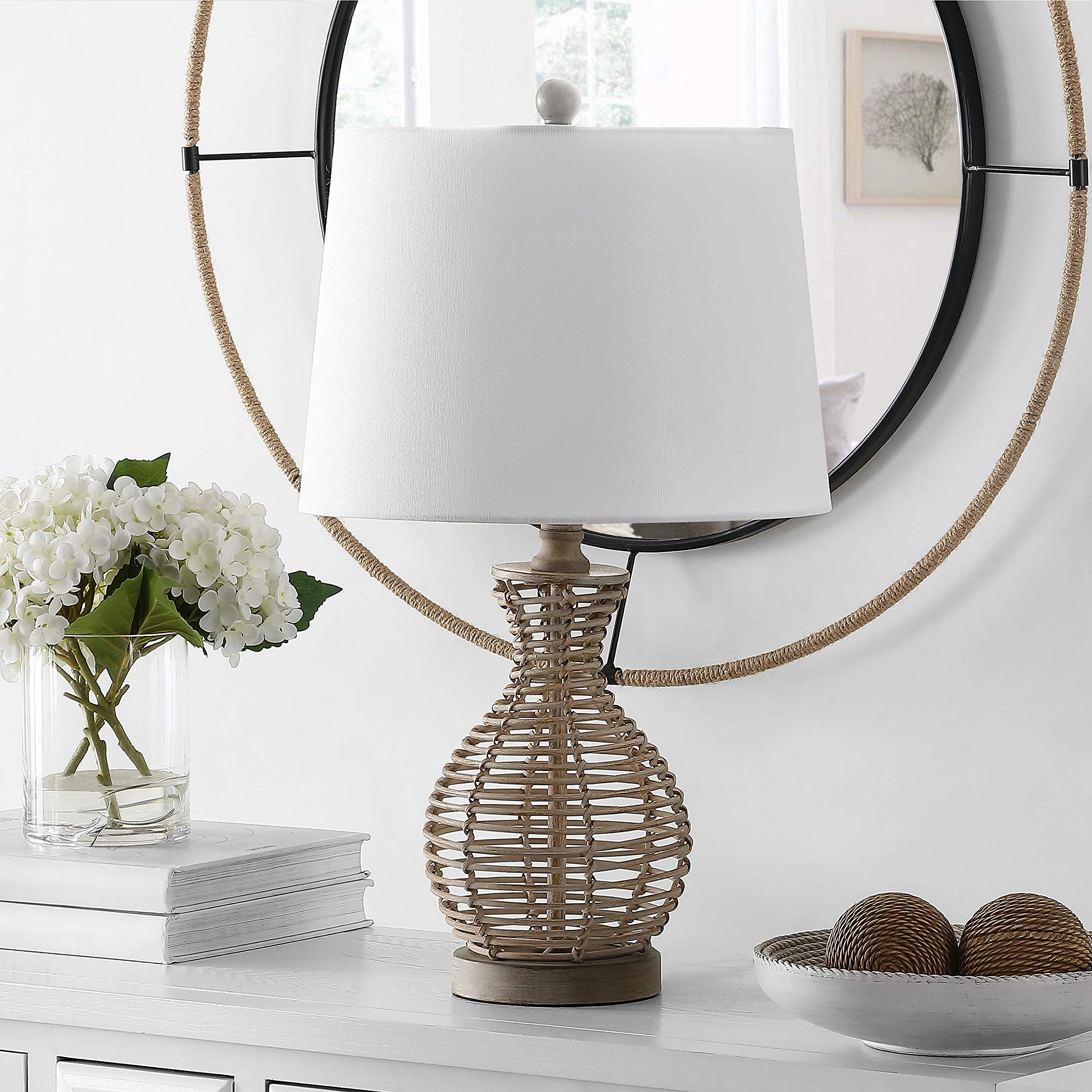 Lighting Collection Flora Farmhouse Rustic Coastal Natural Seagrass 24-inch Bedroom