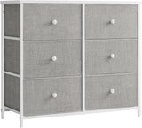 Dresser for Bedroom, Chest of Drawers, 6 Drawer Dresser, Closet Fabric Dresser with Metal Frame, Gray and Black w