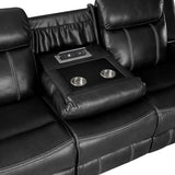 Double Recliner Sofa, Faux Leather Reclining Sofa With Center Drop-Down Cup Holders,