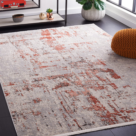 Shivan Collection Area Rug - 8' x 10', Grey & Rose, Modern Abstract Design
