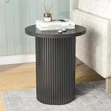 Black Side Tables Living Room, Modern Drum End Table, 18 inch Wide Black Accent Table,