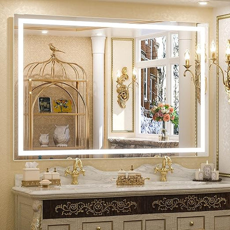 Mirror for Bathroom 48 x 30 Inch Lighted Mirrors for Wall with Antifog, 3 Colors