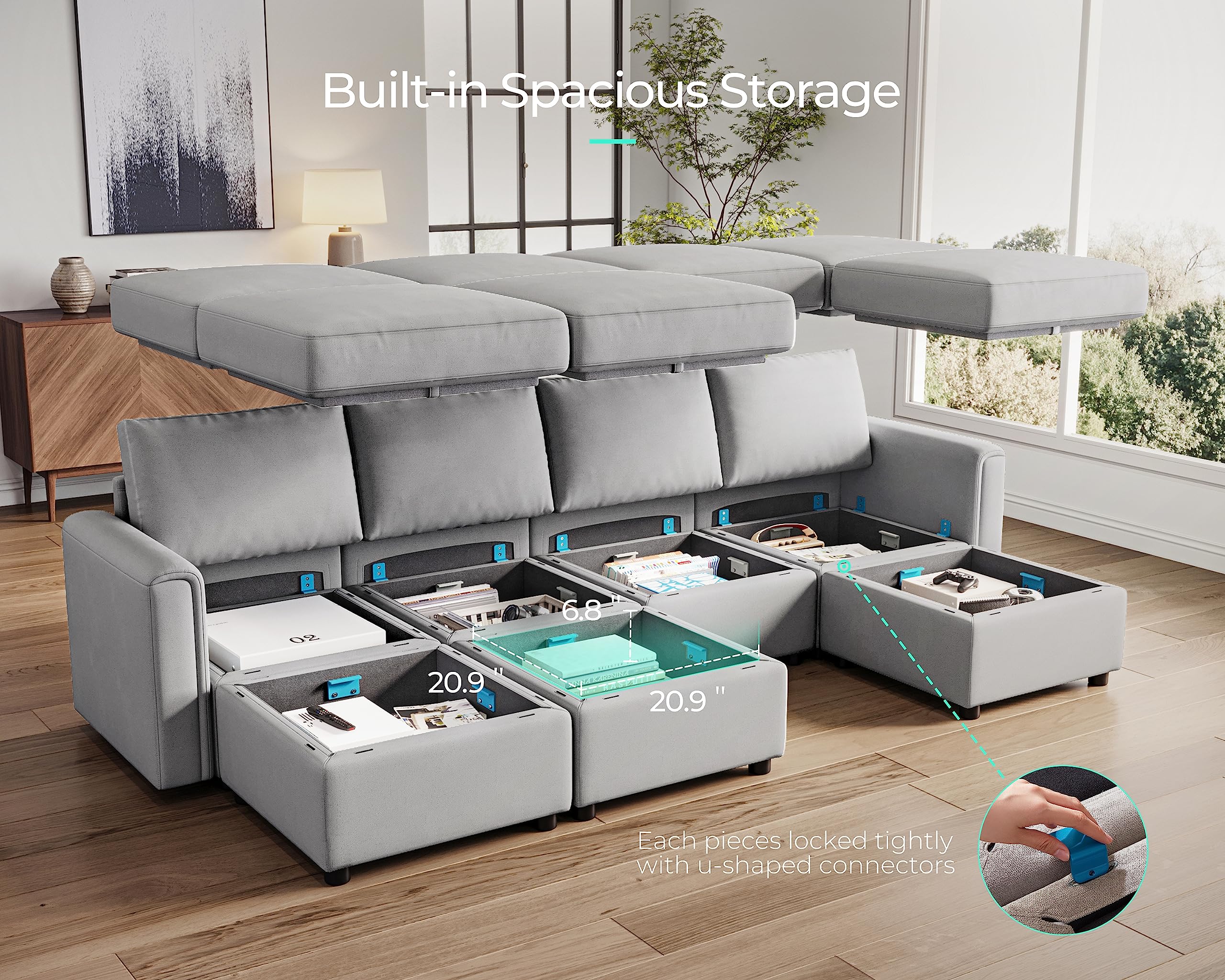 Modular Sectional Sofa, Convertible U Shaped Sofa Couch