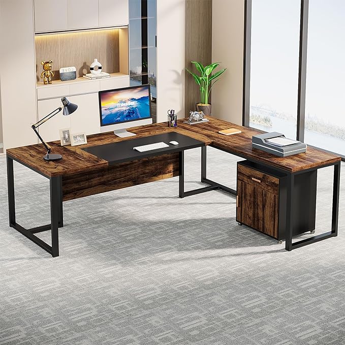 Elite 70.8” L-Shaped Executive Desk – The Perfect Office Setup