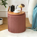 with Storage Set of 2, Velvet Round Storage Ottoman, Upholstered Sponge Vanity