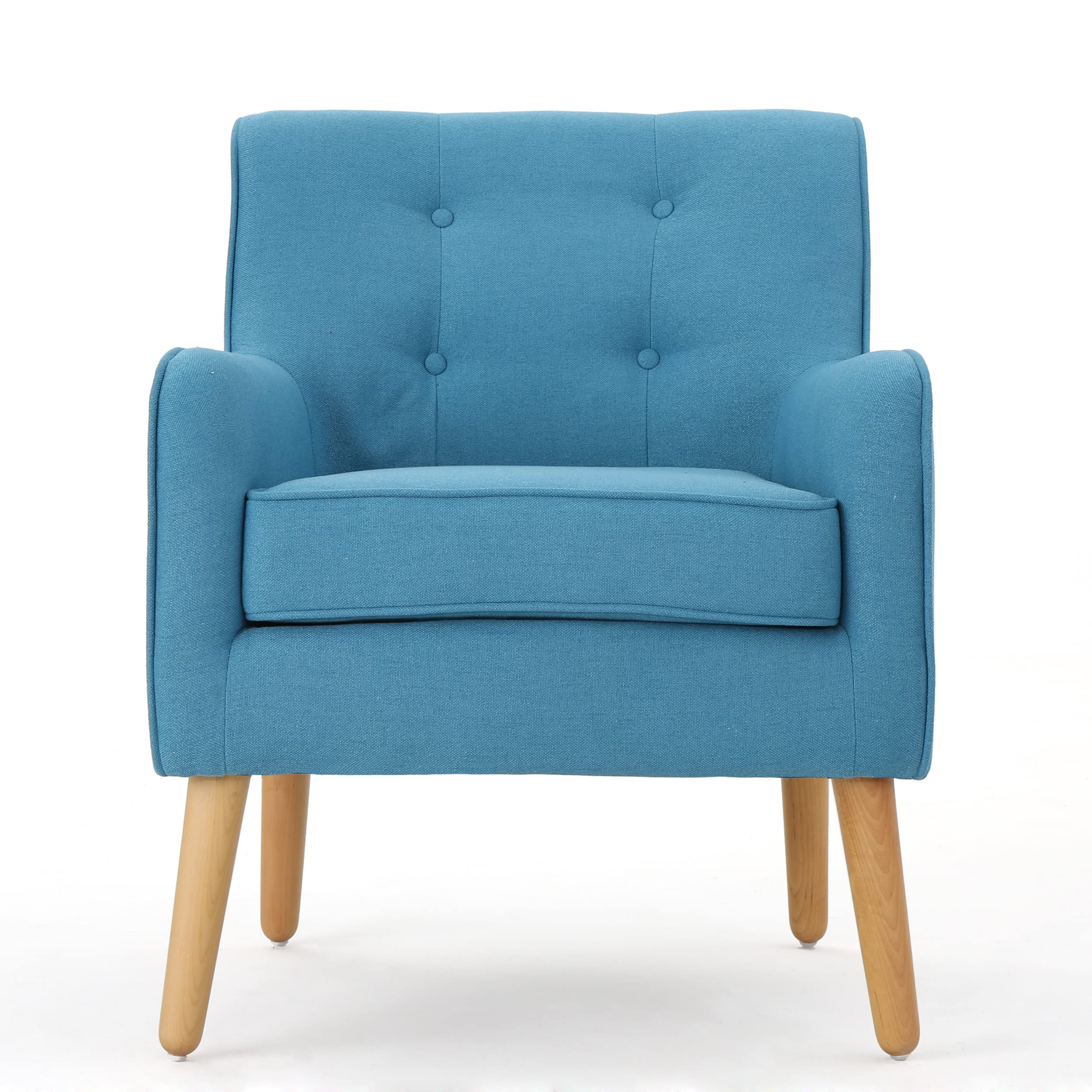 Felicity Mid-Century Fabric Arm Chairs, 2-Pcs Set, Teal