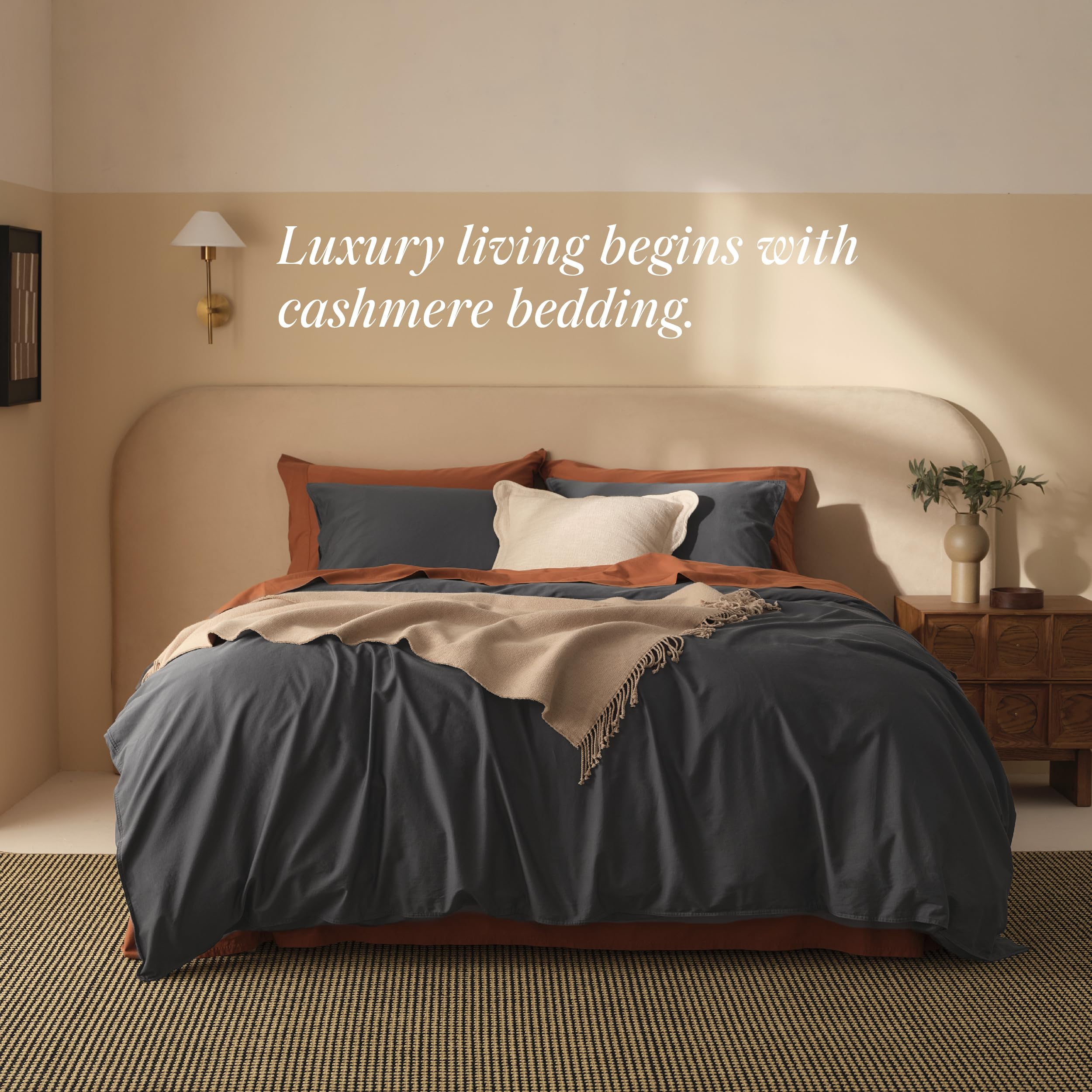 Cashmere Cotton Duvet Cover Set - King Size Luxury Bedding with Button Closure