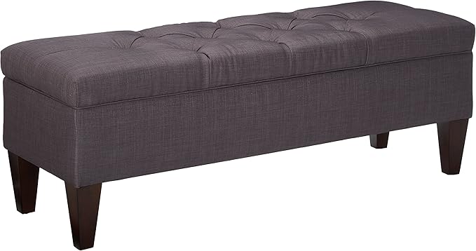 Brooke Collection Diamond Tufted Upholstered Long Bedroom Storage Bench, HJM100 Series, Dark Gray