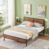 Full Size Platform Bed Frame with Wood Headboard/Mattress Foundation/