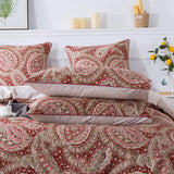 Paisley Duvet Cover Set Queen Red and Beige Reversible Paisley Floral Bedding 100%