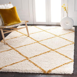 S Hudson Shag Collection Area Rug - 8' x 10', Ivory & Beige, Modern Trellis Design