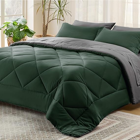 Navy King Comforter Set - 7 Pieces Solid King Bed in a Bag