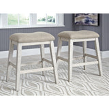 Skempton Modern 24" Counter Height Upholstered Barstool, 2 Count, Whitewash