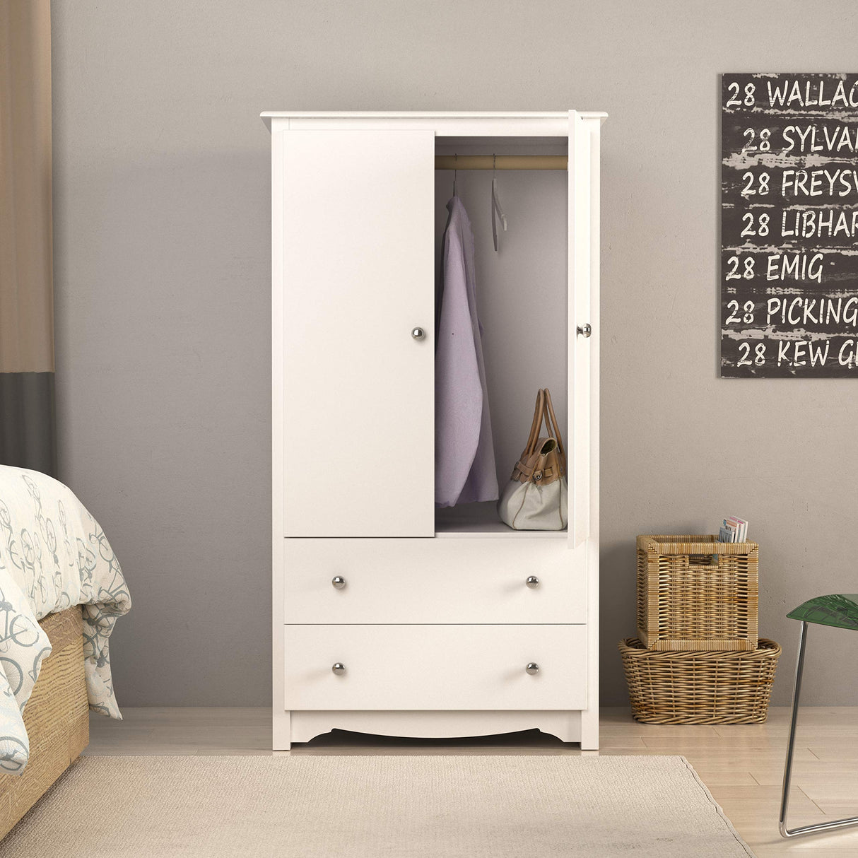 Sonoma Wardrobe Cabinet: Armoire Dresser for Bedroom with Adjustable Shelf.