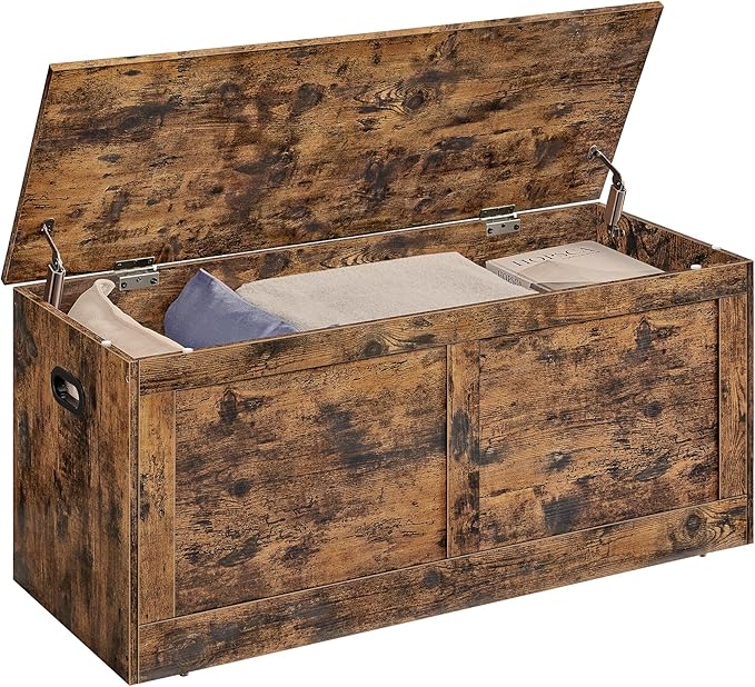 Storage Chest, Storage Trunk with 2 Safety Hinges, Storage Bench, Shoe Bench, Farmhouse Style,