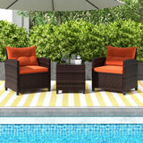 3 Pieces Patio Furniture Set, Outdoor Wicker Conversation Set Rattan Chairs