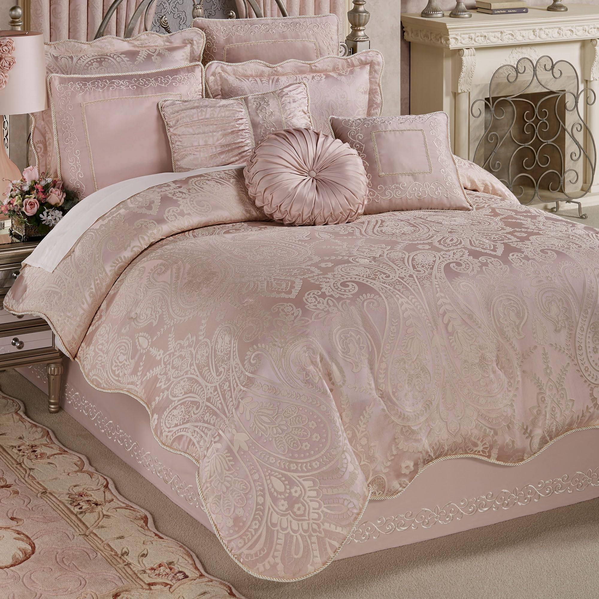 Romantic Princess Blush Jacquard Comforter Set - King