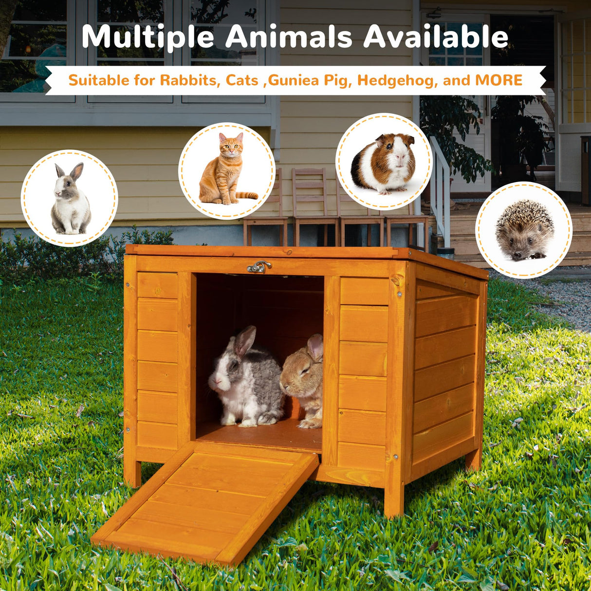 Fashion Wooden Small Animal House, Stable Outdoor Rabbit Hutch Weatherproof