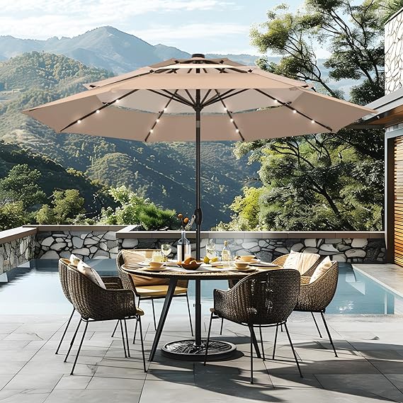 10ft Patio Umbrellas 3-Tier Umbrella Outdoor Patio Umbrellas