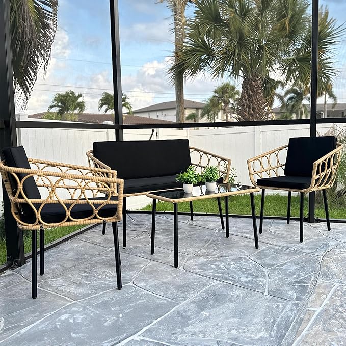 Patio Furniture Set 4 Pieces, Outdoor Furniture 4-Seat Sofa