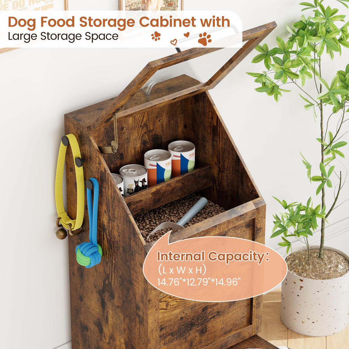 Dog Feeding Station with Storage - Elevated Bowls & Food Cabinet