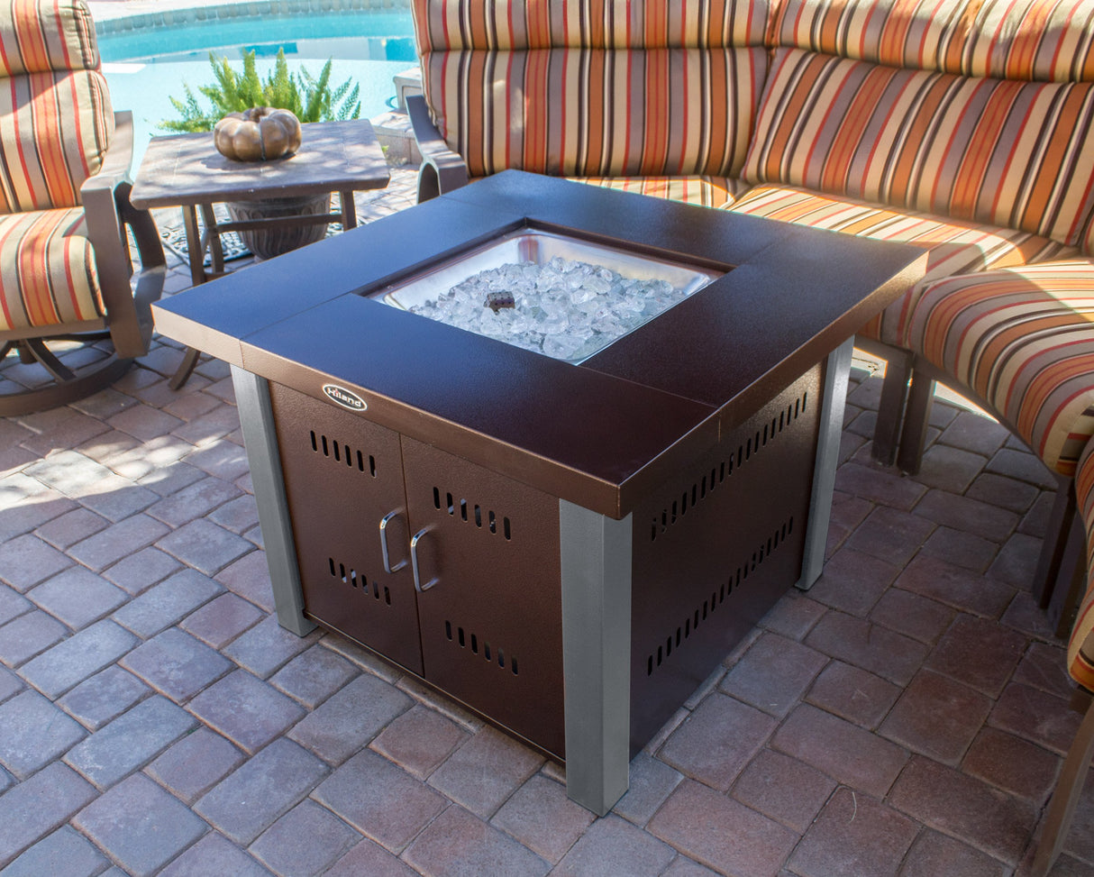 38'' Outdoor Propane Gas Fire Pit Table with Clear Fireglass, CSA certification, Two Tone Finish