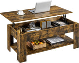 Lift Top Coffee Table w/Hidden Storage Compartment and Storage Shelf - Lift Tabletop