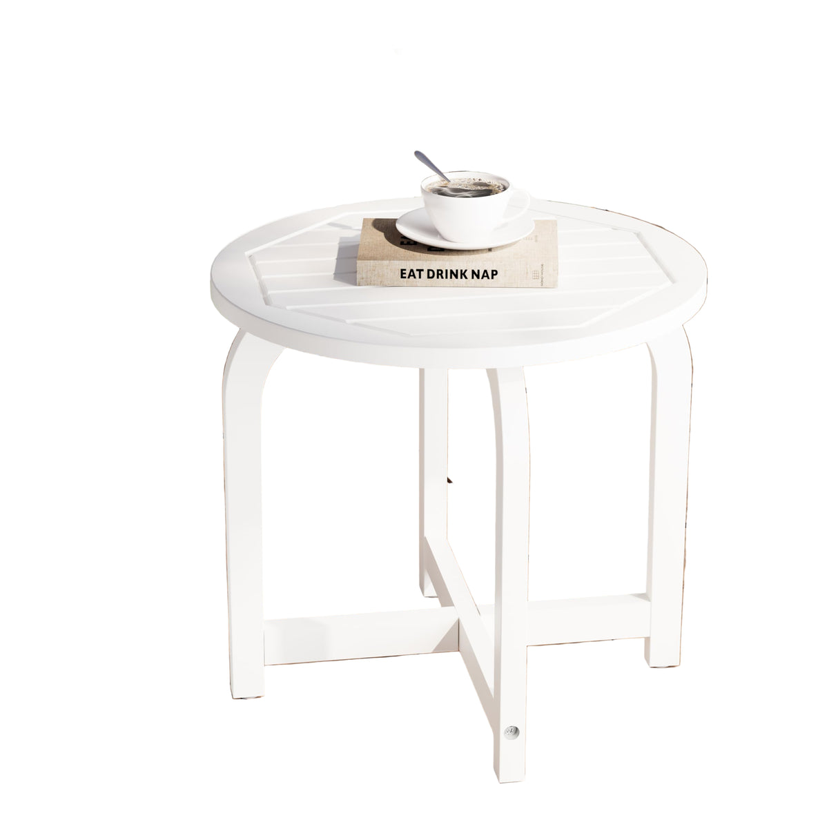 Outdoor Side Table,Small Round Outdoor Side Table, Outside End Table for Patio