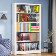 69" White Bookshelf, Modern 5 Tier Bookshelf with Adjustable Shelves, Tall Bookshelf
